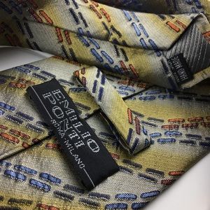 Emilio Ponti Blue Multicolor Pattern Mens Tie